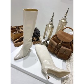 By Far Stevie Cowhide High Heeled Long Boots For Women White