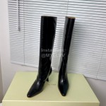 By Far Stevie Black Cowhide High Heeled Long Boots For Women