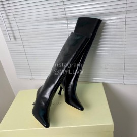 By Far Stevie Black Cowhide High Heeled Long Boots For Women