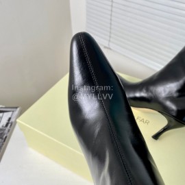 By Far Stevie Black Cowhide High Heeled Long Boots For Women