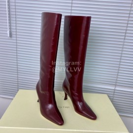 By Far Stevie Cowhide High Heeled Long Boots For Women Wine Red