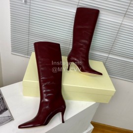By Far Stevie Cowhide High Heeled Long Boots For Women Wine Red