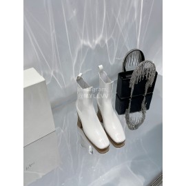 By Far Winter Cowhide Thick High Heeled Short Boots For Women White