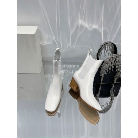 By Far Winter Cowhide Thick High Heeled Short Boots For Women White