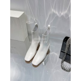 By Far Winter Cowhide Thick High Heeled Short Boots For Women White
