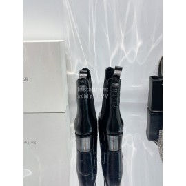 By Far Winter Cowhide Thick High Heeled Short Boots For Women Black