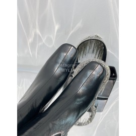 By Far Winter Cowhide Thick High Heeled Short Boots For Women Black