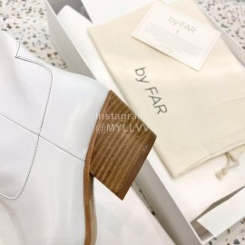 By Far Winter Vintage Cowhide Thick High Heeled Boots For Women White