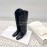 By Far Winter Vintage Cowhide Thick High Heeled Boots For Women Black