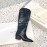 By Far Winter Vintage Cowhide Thick High Heeled Boots For Women Black