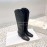 By Far Winter Vintage Cowhide Thick High Heeled Boots For Women Black