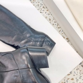 By Far Winter Vintage Cowhide Thick High Heeled Boots For Women Black