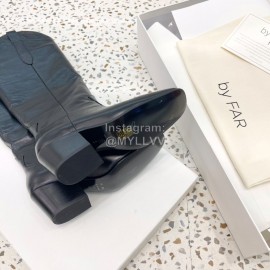 By Far Winter Vintage Cowhide Thick High Heeled Boots For Women Black