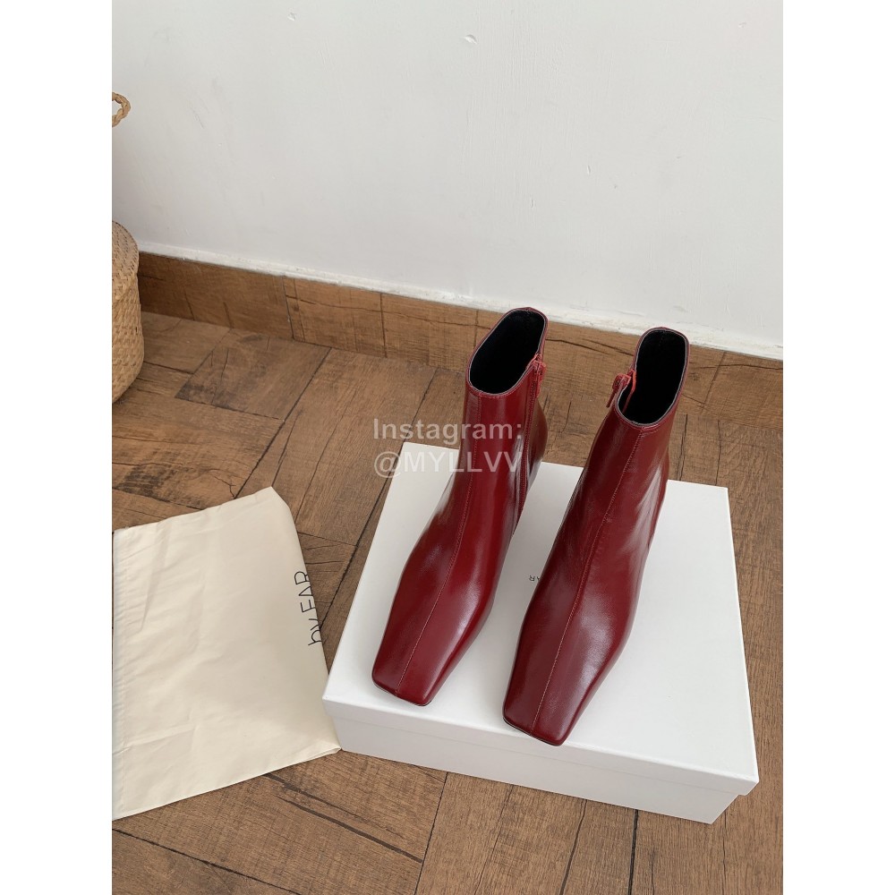 Byfar Autumn Winter New Square Head Side Zipper Boots For Women Wine Red