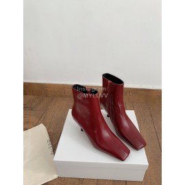 Byfar Autumn Winter New Square Head Side Zipper Boots For Women Wine Red