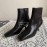 Byfar Simple Sheepskin Square Head Side Zipper Boots For Women Black
