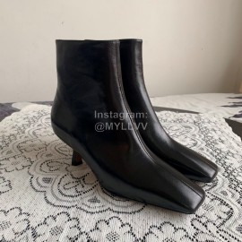 Byfar Simple Sheepskin Square Head Side Zipper Boots For Women Black