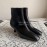 Byfar Simple Sheepskin Square Head Side Zipper Boots For Women Black