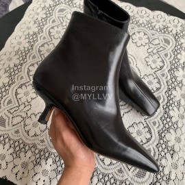 Byfar Simple Sheepskin Square Head Side Zipper Boots For Women Black