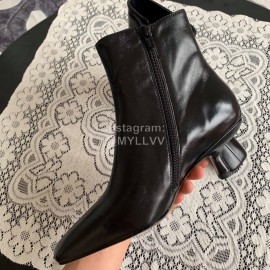 Byfar Simple Sheepskin Square Head Side Zipper Boots For Women Black