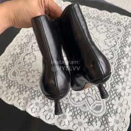 Byfar Simple Sheepskin Square Head Side Zipper Boots For Women Black