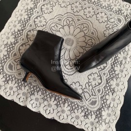 Byfar Simple Sheepskin Square Head Side Zipper Boots For Women Black