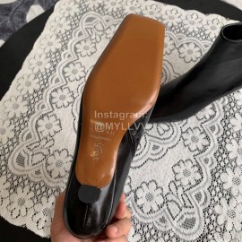 Byfar Simple Sheepskin Square Head Side Zipper Boots For Women Black