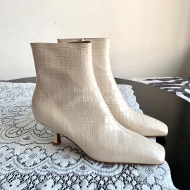 Byfar Simple Sheepskin Square Head Side Zipper Boots For Women Beige