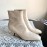 Byfar Simple Sheepskin Square Head Side Zipper Boots For Women Beige