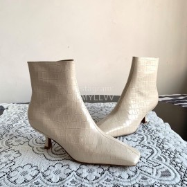 Byfar Simple Sheepskin Square Head Side Zipper Boots For Women Beige