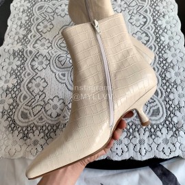 Byfar Simple Sheepskin Square Head Side Zipper Boots For Women Beige