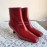 Byfar Simple Sheepskin Square Head Side Zipper Boots For Women Red