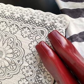 Byfar Simple Sheepskin Square Head Side Zipper Boots For Women Red