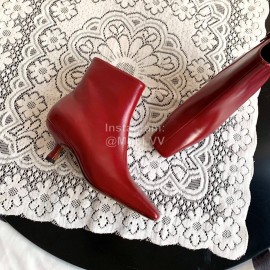 Byfar Simple Sheepskin Square Head Side Zipper Boots For Women Red