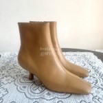 Byfar Simple Sheepskin Square Head Side Zipper Boots For Women Apricot