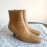 Byfar Simple Sheepskin Square Head Side Zipper Boots For Women Apricot