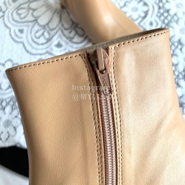 Byfar Simple Sheepskin Square Head Side Zipper Boots For Women Apricot