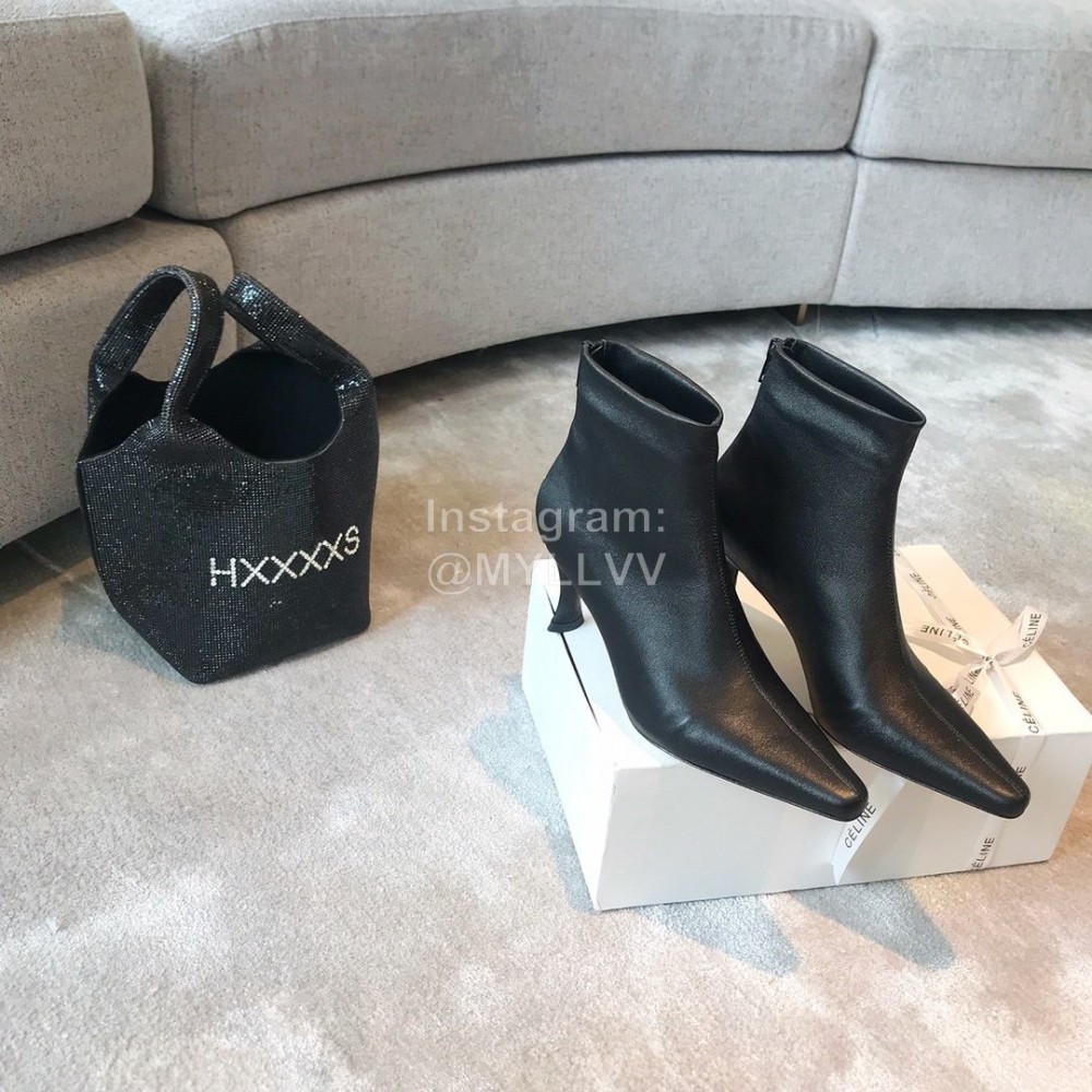 Byfar Winter New Sheepskin High Heel Short Boots For Women Black