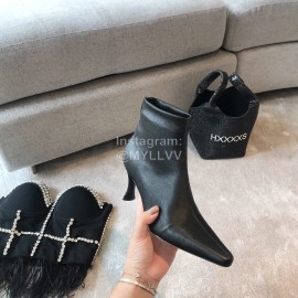 Byfar Winter New Sheepskin High Heel Short Boots For Women Black