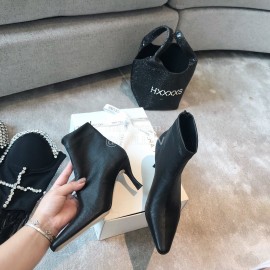 Byfar Winter New Sheepskin High Heel Short Boots For Women Black