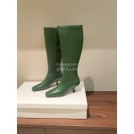 Byfar Winter New Sheepskin High Heel Long Boots For Women Green