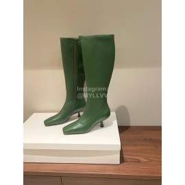 Byfar Winter New Sheepskin High Heel Long Boots For Women Green