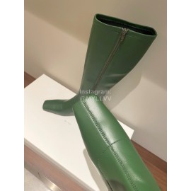 Byfar Winter New Sheepskin High Heel Long Boots For Women Green