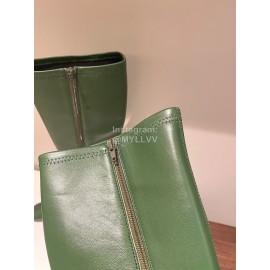 Byfar Winter New Sheepskin High Heel Long Boots For Women Green