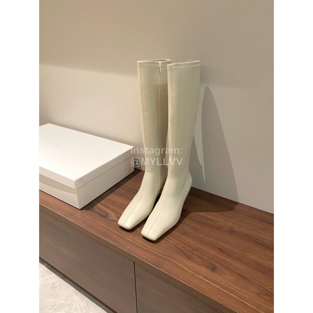 Byfar Winter New Sheepskin High Heel Long Boots For Women White