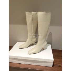Byfar Winter New Sheepskin High Heel Long Boots For Women White