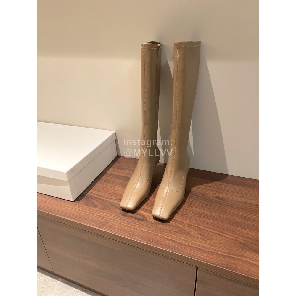 Byfar Winter New Sheepskin High Heel Long Boots For Women Apricot