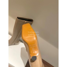 Byfar Winter New Sheepskin High Heel Long Boots For Women Apricot