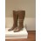 Byfar Winter New Sheepskin High Heel Long Boots For Women Brown