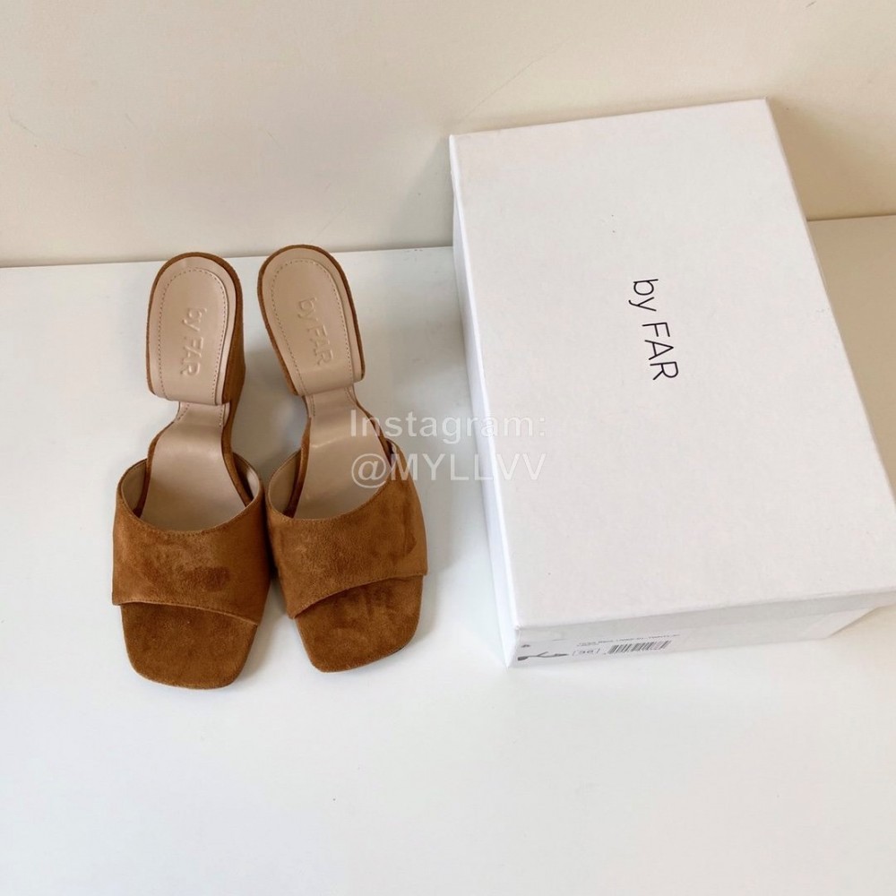 Byfar Summer Leather Slope Heel Slippers For Women Brown